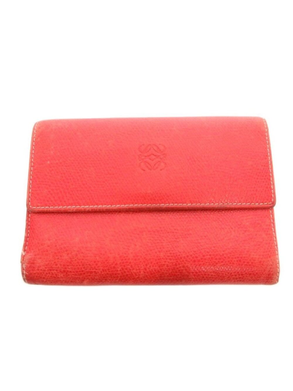 Loewe Trifold Wallet with Coin Purse Leather Anagram Logo Red